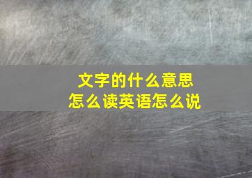 文字的什么意思怎么读英语怎么说