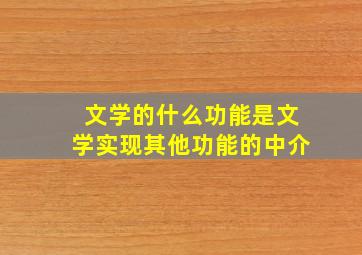 文学的什么功能是文学实现其他功能的中介