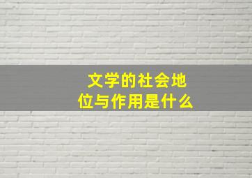 文学的社会地位与作用是什么