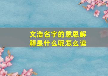 文浩名字的意思解释是什么呢怎么读