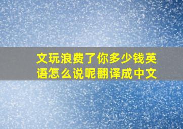 文玩浪费了你多少钱英语怎么说呢翻译成中文