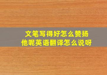 文笔写得好怎么赞扬他呢英语翻译怎么说呀