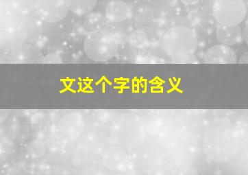 文这个字的含义