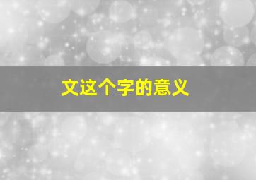 文这个字的意义