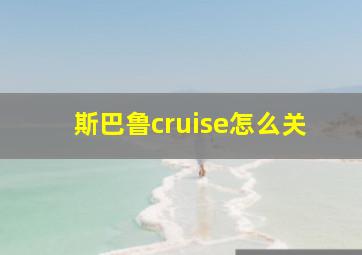 斯巴鲁cruise怎么关