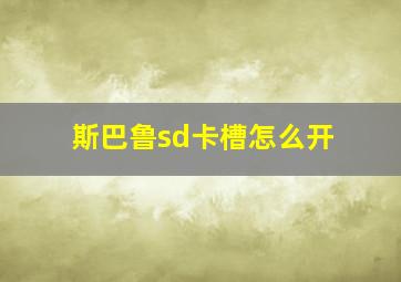 斯巴鲁sd卡槽怎么开