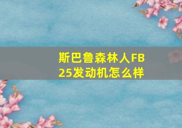 斯巴鲁森林人FB25发动机怎么样