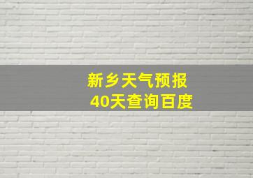 新乡天气预报40天查询百度