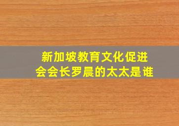 新加坡教育文化促进会会长罗晨的太太是谁