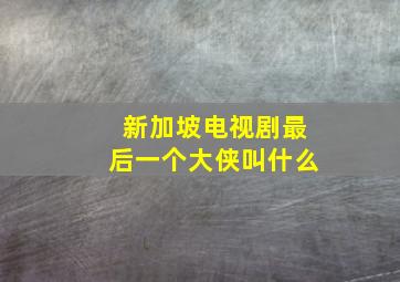 新加坡电视剧最后一个大侠叫什么