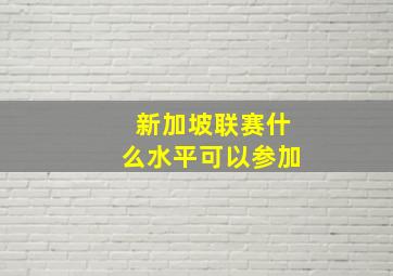 新加坡联赛什么水平可以参加