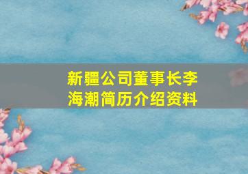 新疆公司董事长李海潮简历介绍资料