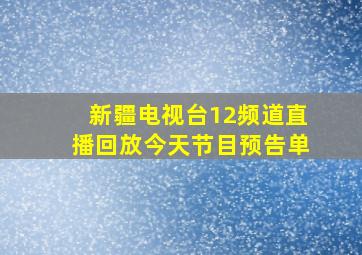 新疆电视台12频道直播回放今天节目预告单