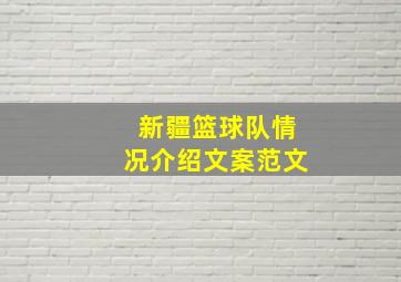 新疆篮球队情况介绍文案范文