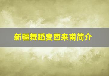 新疆舞蹈麦西来甫简介