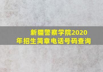 新疆警察学院2020年招生简章电话号码查询