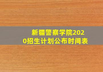 新疆警察学院2020招生计划公布时间表