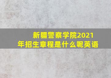 新疆警察学院2021年招生章程是什么呢英语