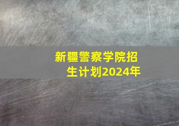 新疆警察学院招生计划2024年