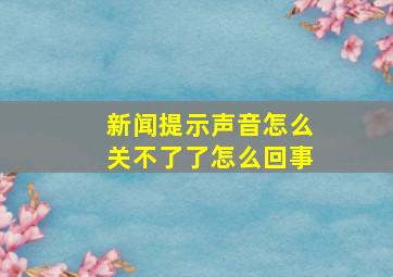 新闻提示声音怎么关不了了怎么回事