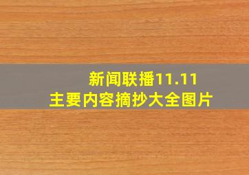 新闻联播11.11主要内容摘抄大全图片