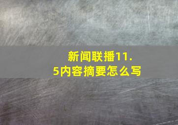 新闻联播11.5内容摘要怎么写