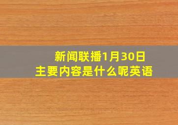 新闻联播1月30日主要内容是什么呢英语