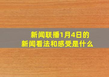 新闻联播1月4日的新闻看法和感受是什么