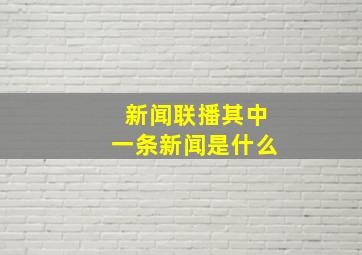 新闻联播其中一条新闻是什么