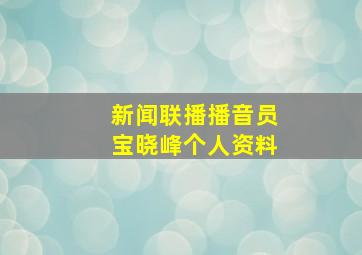 新闻联播播音员宝晓峰个人资料