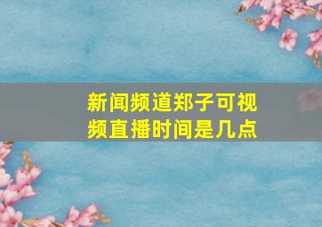 新闻频道郑子可视频直播时间是几点