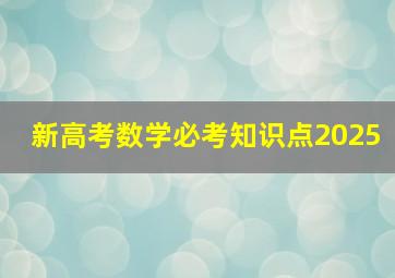 新高考数学必考知识点2025