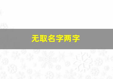 无取名字两字