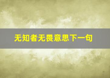 无知者无畏意思下一句