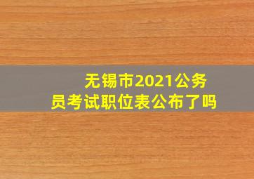 无锡市2021公务员考试职位表公布了吗