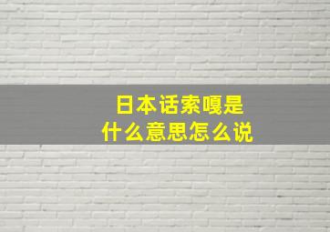 日本话索嘎是什么意思怎么说