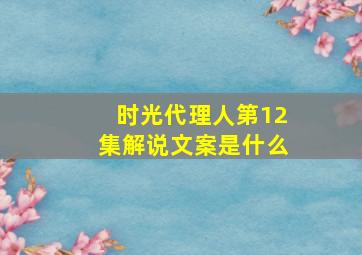 时光代理人第12集解说文案是什么