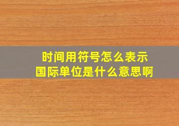 时间用符号怎么表示国际单位是什么意思啊