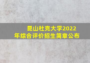 昆山杜克大学2022年综合评价招生简章公布