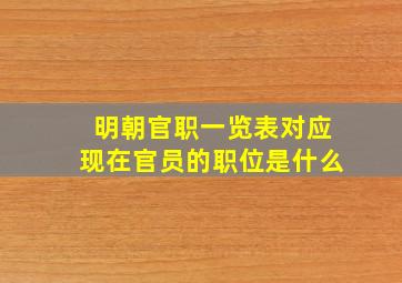 明朝官职一览表对应现在官员的职位是什么