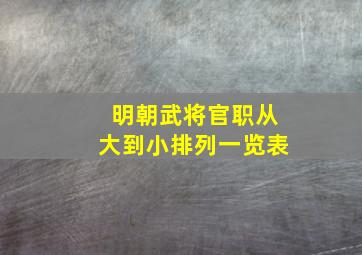 明朝武将官职从大到小排列一览表