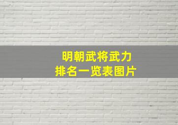 明朝武将武力排名一览表图片