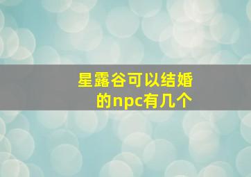 星露谷可以结婚的npc有几个