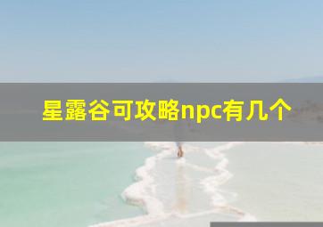 星露谷可攻略npc有几个