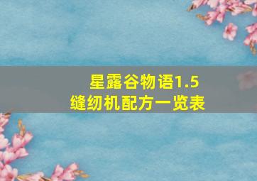 星露谷物语1.5缝纫机配方一览表