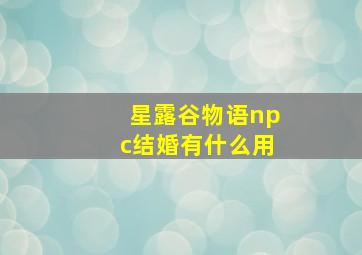 星露谷物语npc结婚有什么用