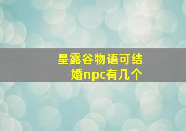 星露谷物语可结婚npc有几个