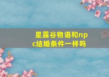 星露谷物语和npc结婚条件一样吗