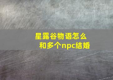 星露谷物语怎么和多个npc结婚