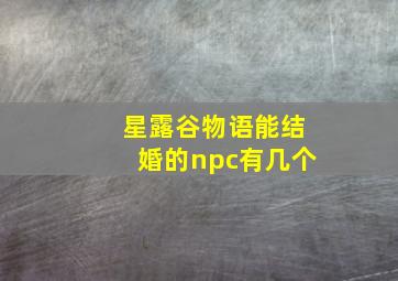 星露谷物语能结婚的npc有几个